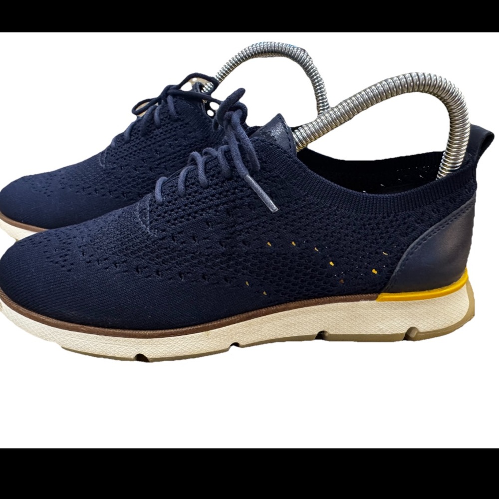 Cole Haan Size 6.5B Women's Zerogrand Stitchlite Oxford Marine Blue Yellow Knit